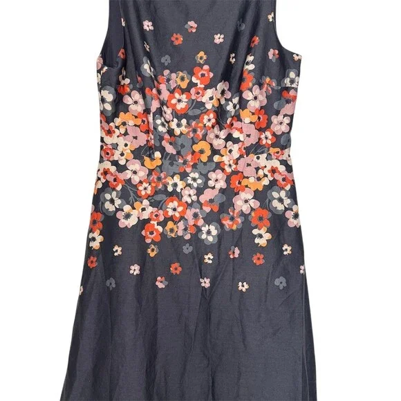 LOFT Dress Womens Size 4 Blue Floral Fit & Flare - Picture 4 of 8